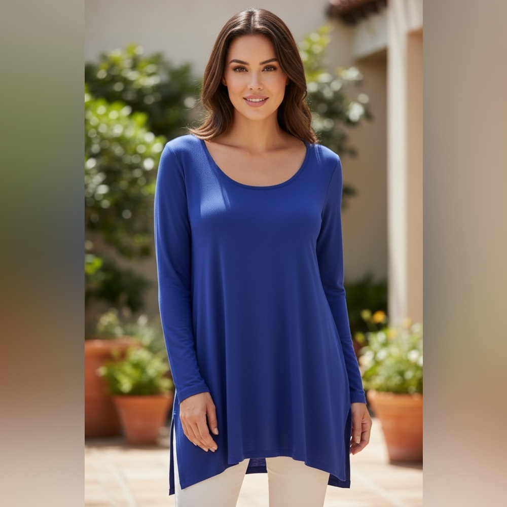 Eileen Fisher Cobalt Purple Stretch Tunic Top XL